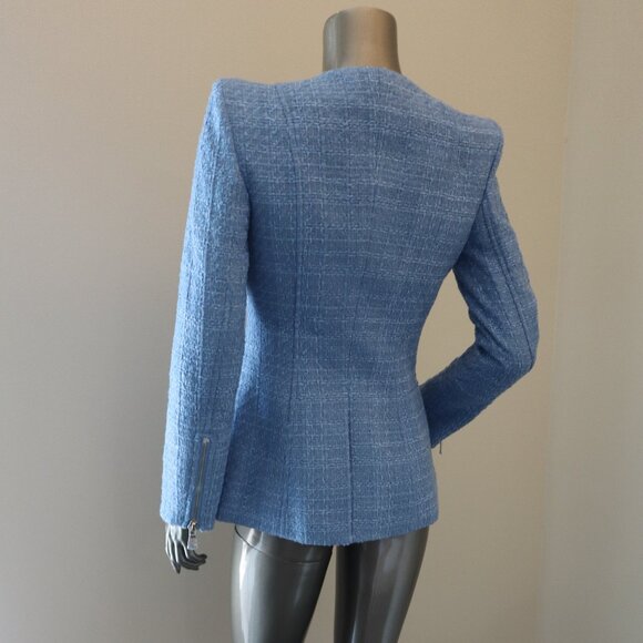 Veronica Beard Agni Dickey Jacket Skylight Tweed Zip Jacket Fit is LG New Tags - Picture 7 of 10